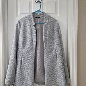 Women's Grey Tweed Open Front Coat